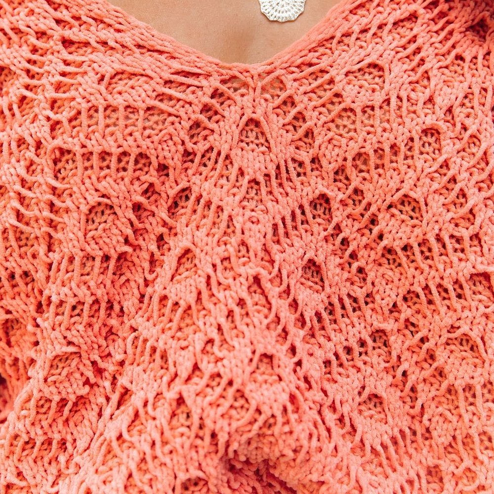 COLE VALLEY CHENILLE SWEATER - SALMON ORANGE BOUTIQUE - Picture 3 of 5